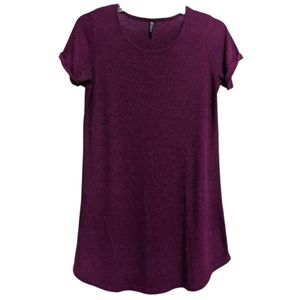 (2/$25) Cotton On heather dark magenta cuffed ribbed shift dress